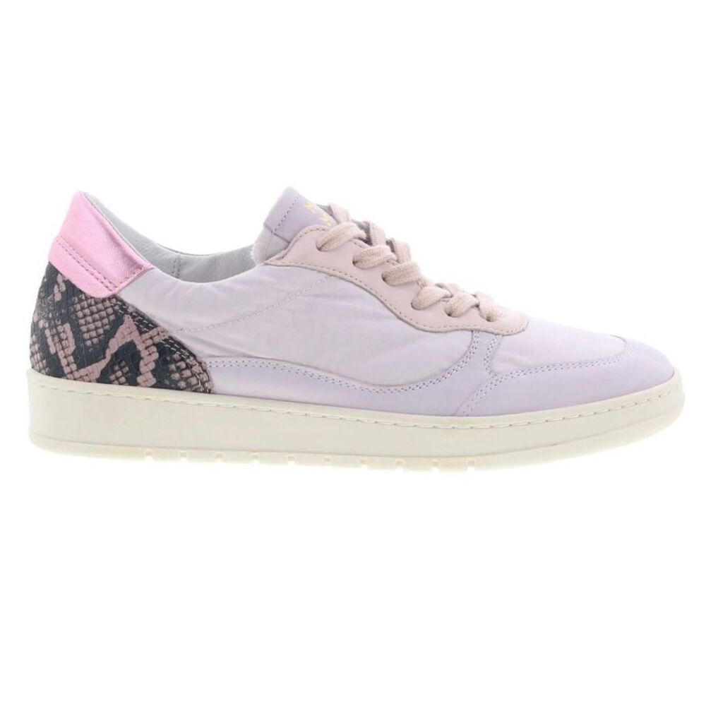 Miz Mooz Veronica Leather & Nylon Sneakers Pink/White/Lotus color w/snakeskin-pr
